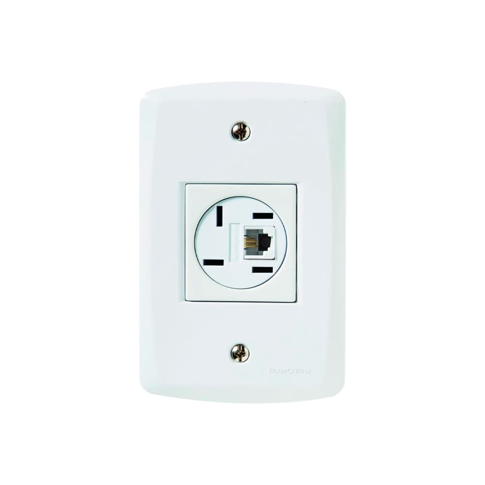 Conjunto 1 Tomada Telefone RJ11 Com Placa Stylus 4 X 2 Branco 2565 Ilumi