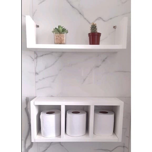 Nicho Decorativo C/2 Peças MDF Branco Banheiro alta qualidade  100% MDF