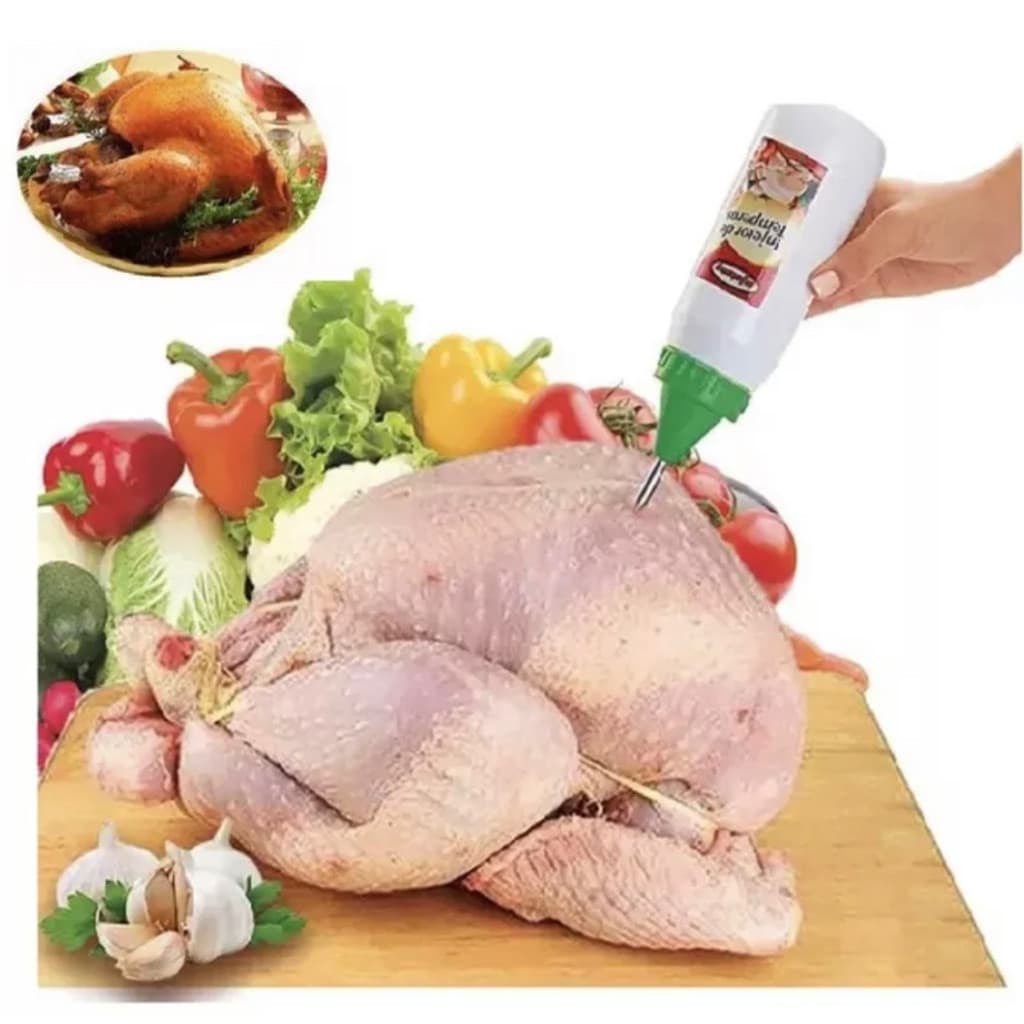 Aplicador e Injetor de Temperos e Recheios Com Bico De Alumínio Para Rechear Carnes e Doces