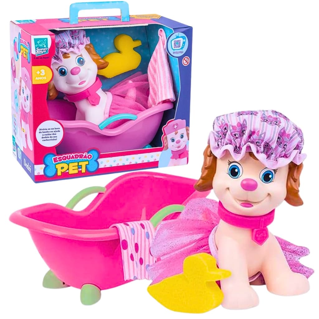 MEP Boneca Esquadrão Pet Cachorrinha Feita Em Vinil Com Acessórios De Banho Articulada Banherinha Touca Toalhinha Patinho De Espuma Bonecos Patrulha Menina Crianças Brinquedos Super Toys