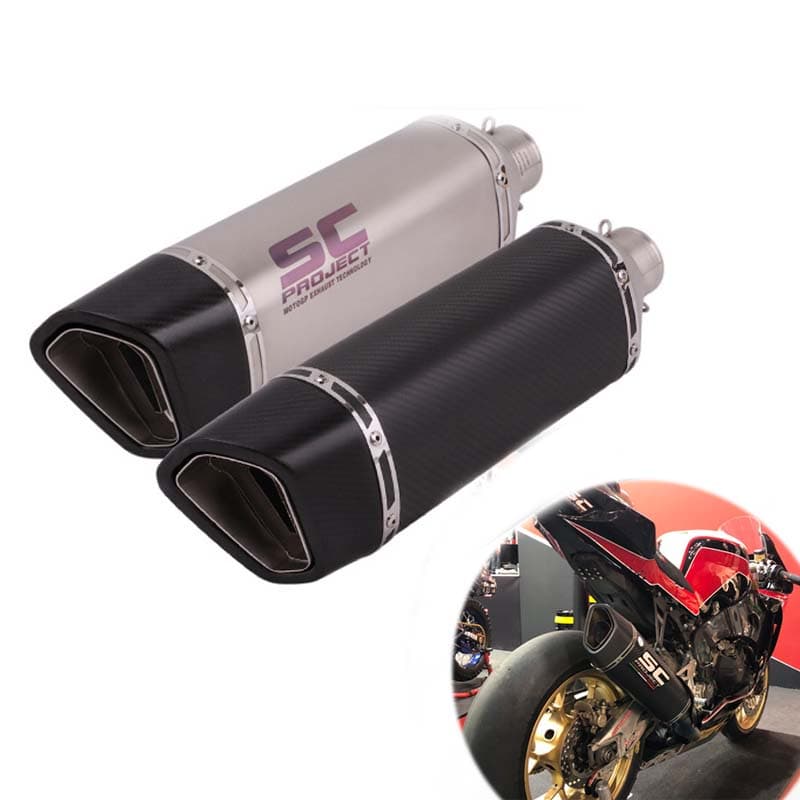 51MM/2'Id Universal Real Carbono Silenciador De Escape Tubo Motocicleta Modificado SC Canister Pipe