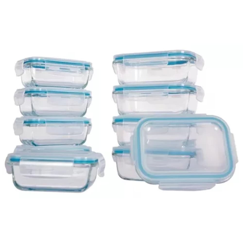 Conjunto 10 Potes Stock Vidro Hermético 185ml x 370ml