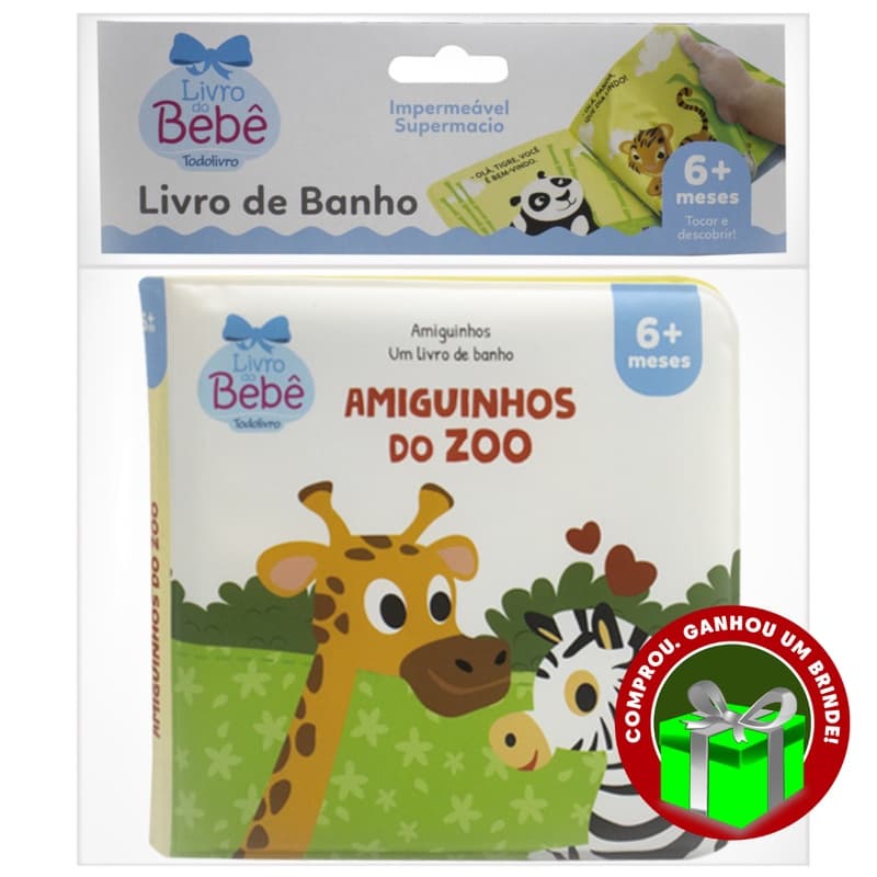 Livro Amiguinhos - Um Livro de Banho: Amiguinhos do Zoo Crianças Filhos Infantil Desenho