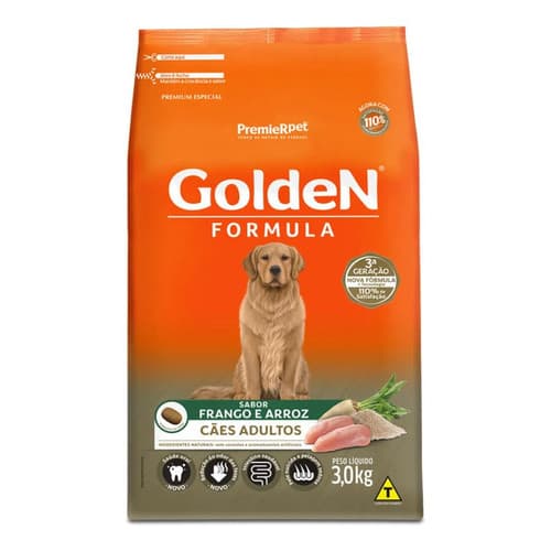 Ração Golden Formula Acão Adulto Sabor Frango E Arroz De 3kg