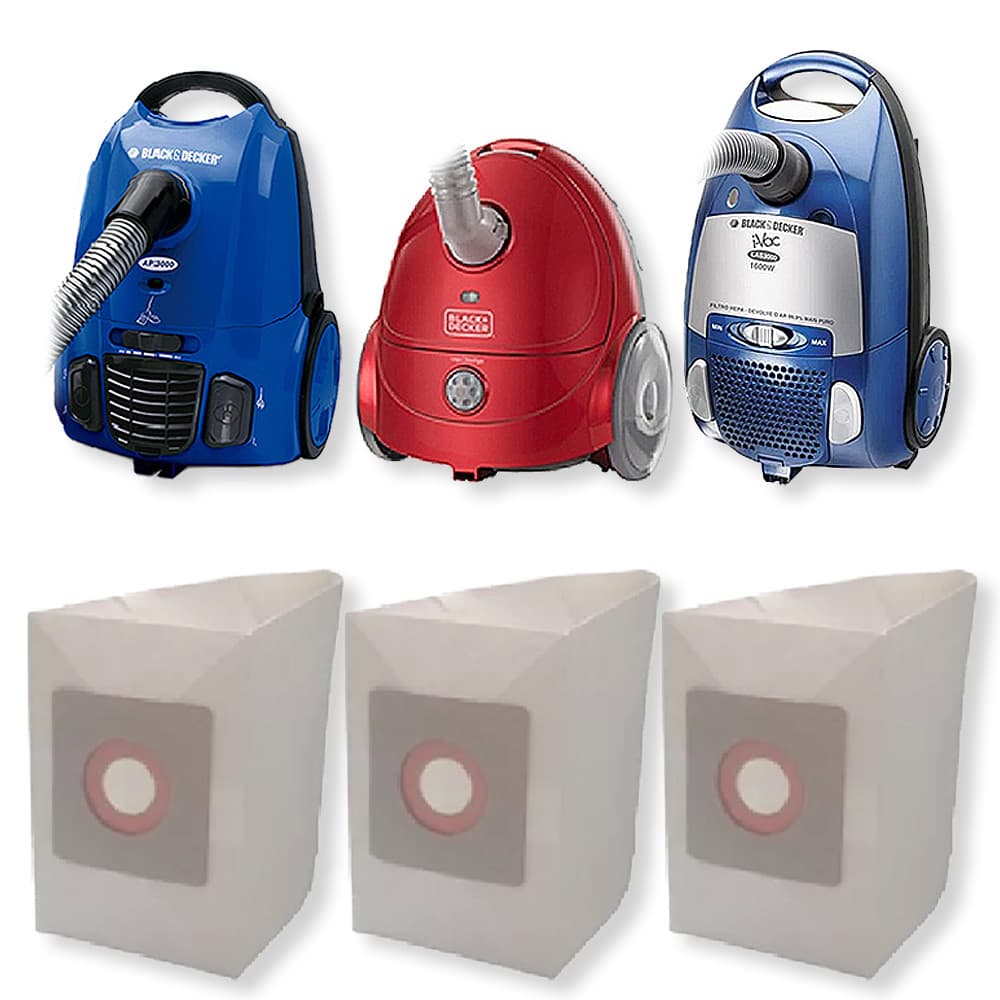 3 Saco Descartável para Aspirador de Pó Black e Decker A1 / AP3000 / LAS3000