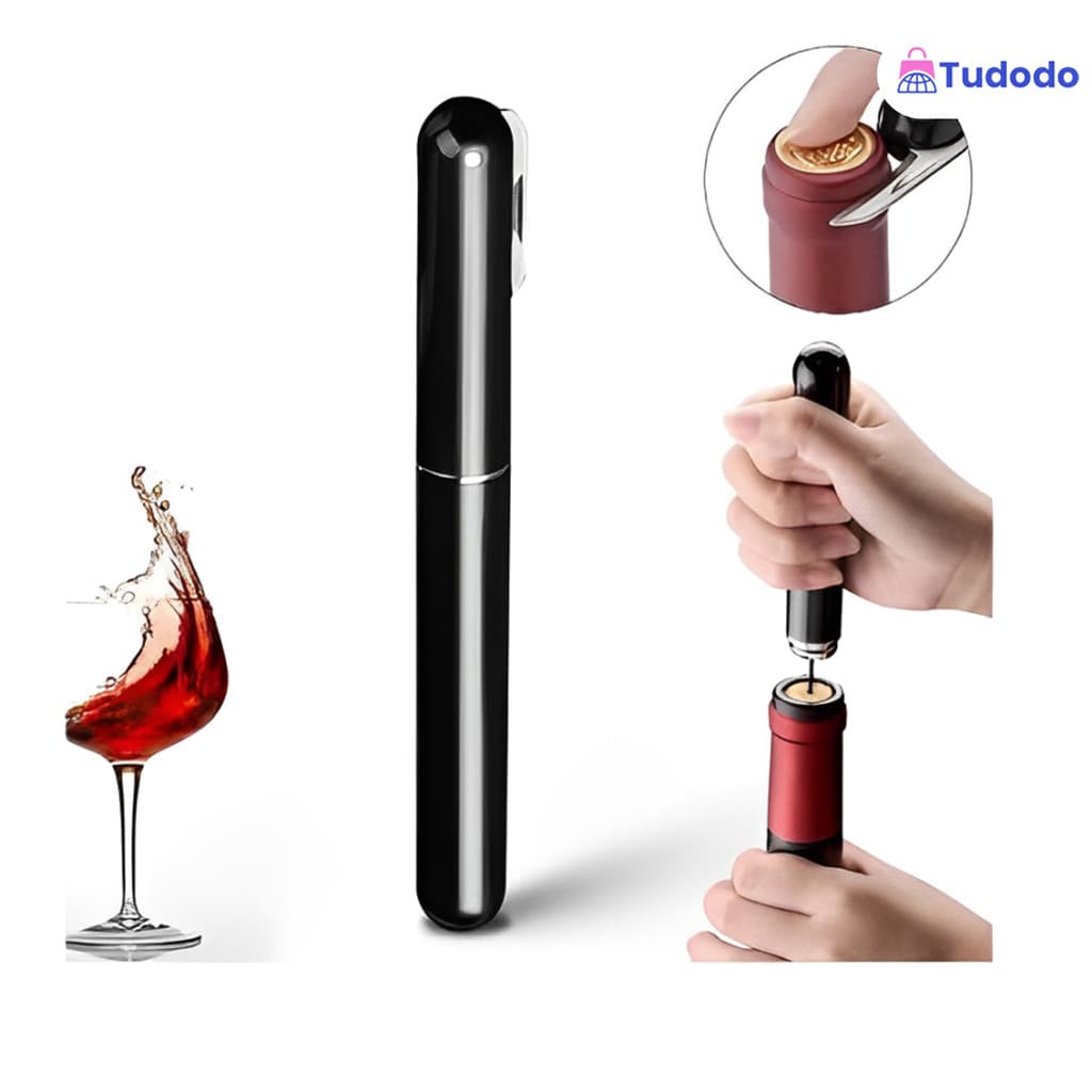 Abridor de Vinho com Bomba de Ar e Cortador de Folhas: Praticidade Garantida