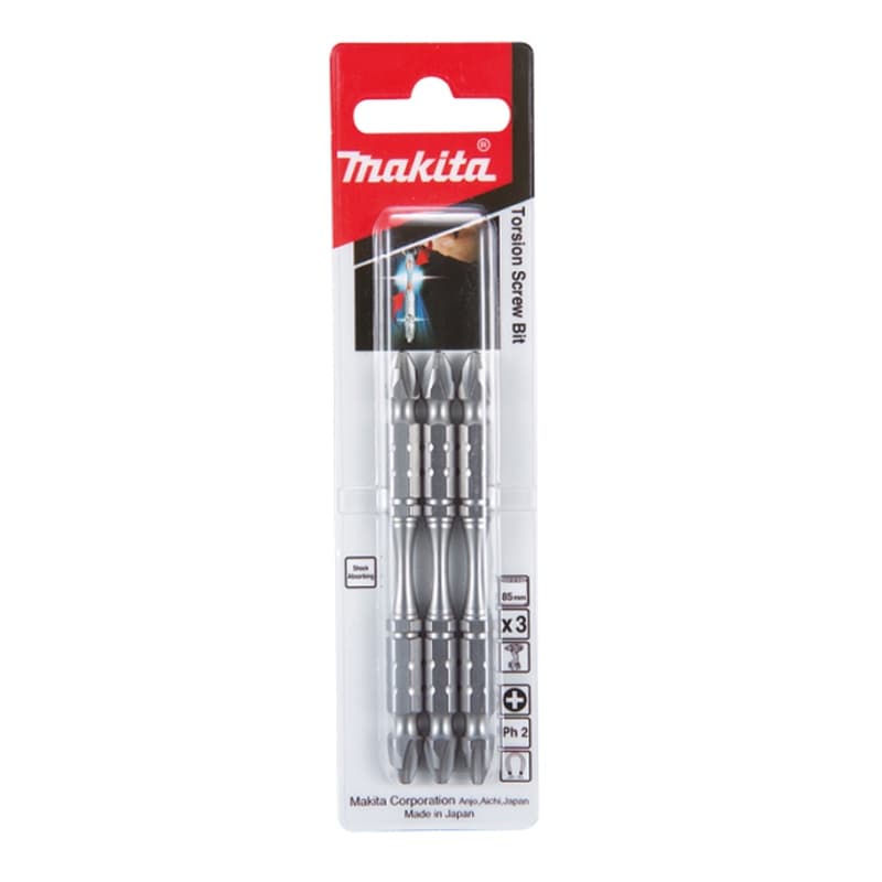 Bits Ponta Dupla Philips Ph 02 X  6,5cm Imantado Torção 3un - Makita