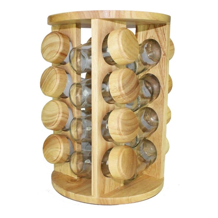 Porta Tempero condimento de Bambu 16 Frascos Tampas