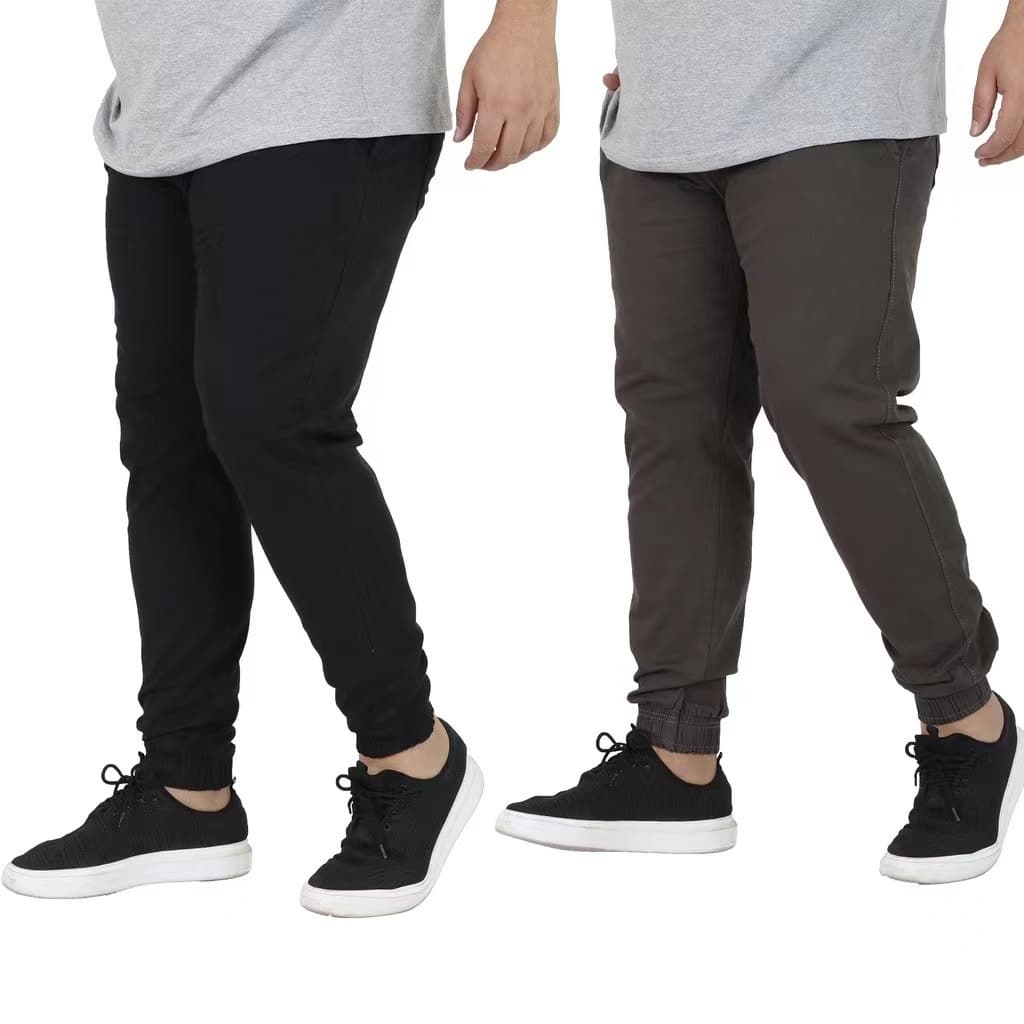 kit 2  masculinas/feminina calÇas sarja jogger plus size extra grande g1 g2 g3 g4 colorido