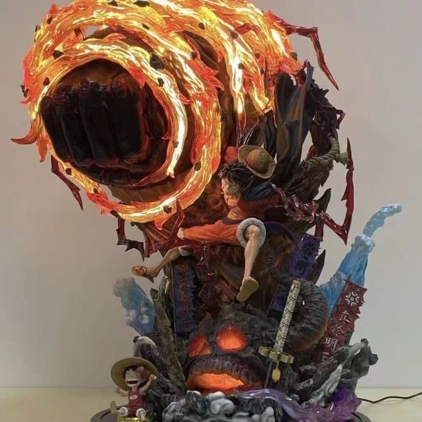 Uma peça série gk chapéu de palha indústria quente Luffy estátua luz tira figura luminosa modelo Super bonito ornamentos