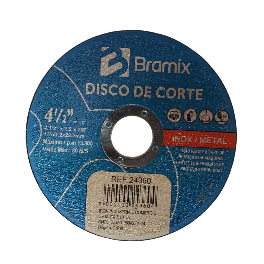 KIT 30 PÇ DISCO DE CORTE METAL/INOX 4,5"- BRAMIX