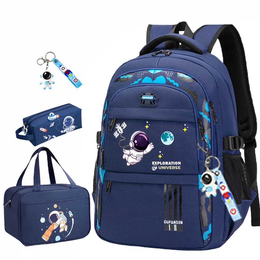 Astronauta meninos e meninas mochila lápis bolsa térmica conjunto de três peças