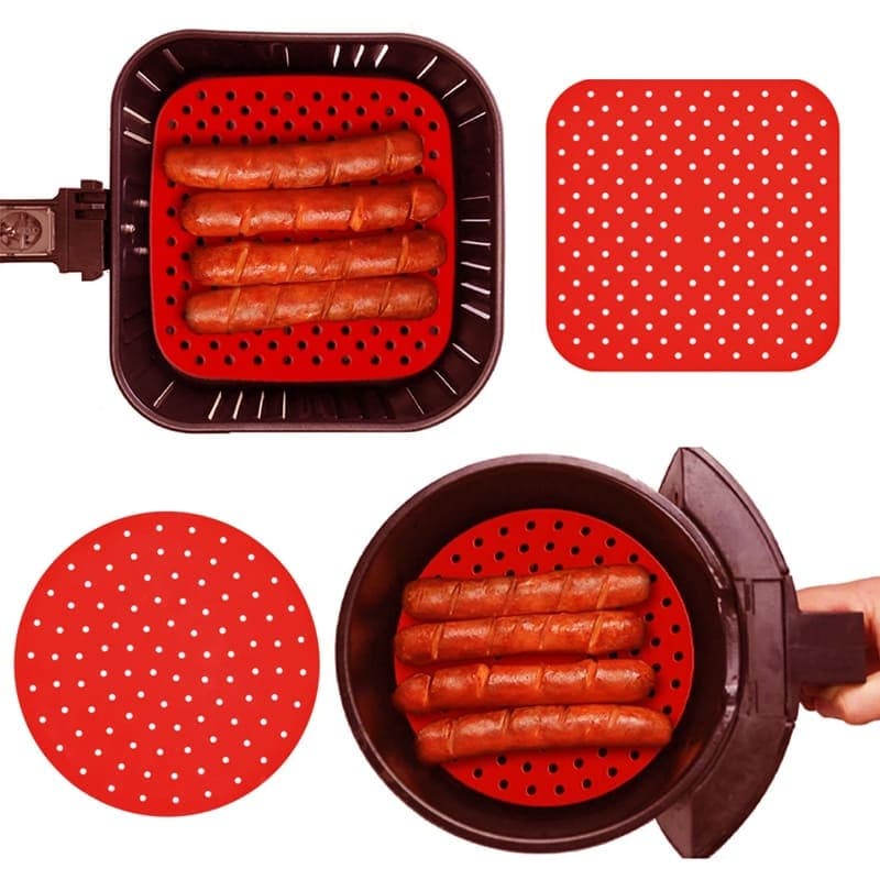 Protetor Airfryer Silicone Flexível Tapete Quadrado Para Fritadeira Cozinha Forro Anti Aderente Assar Sem Óleo Assadeira Forma