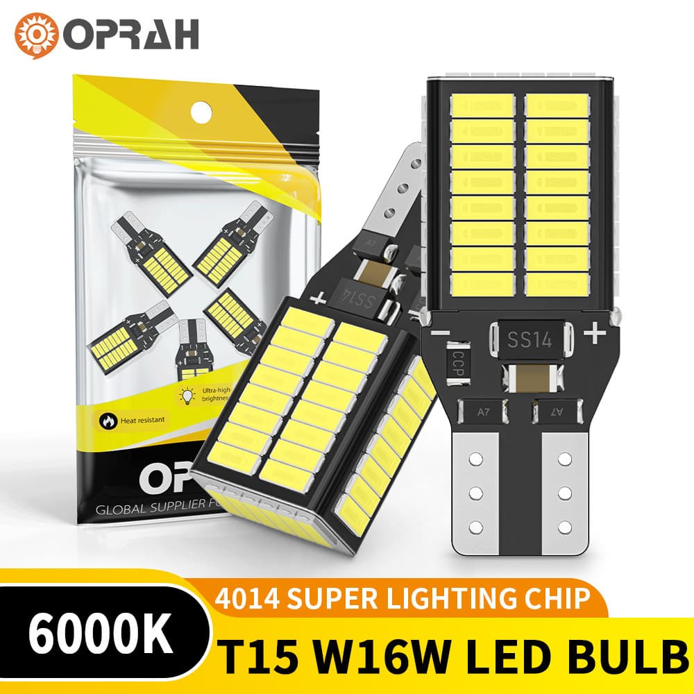 Oprah 2pcs T15 W16W Lâmpada LED Super Brilhante 4014 54SMD Lâmpada LED para carro Lâmpada de substituição Lâmpada de estacionamento Luz de inversão de marcha Acessórios de iluminação para carro