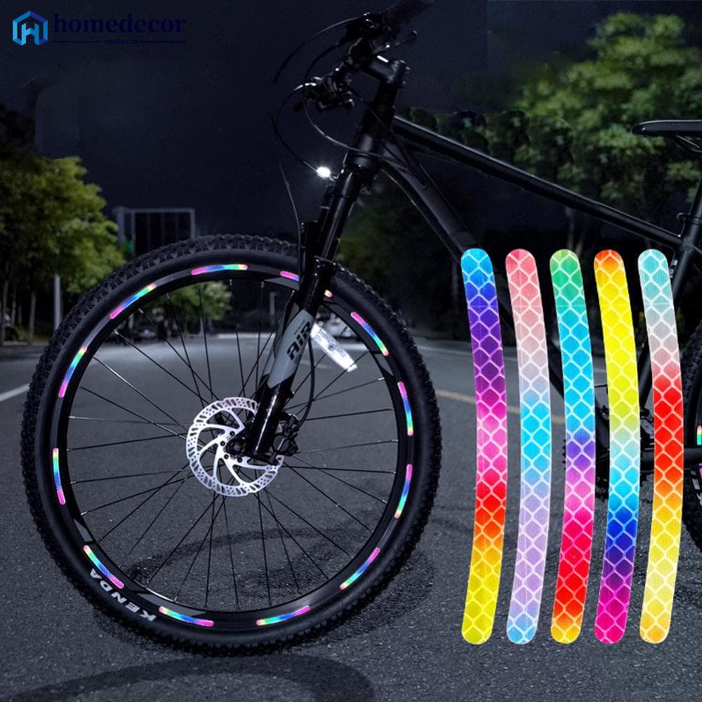HOMEDECOR Mountain Bike Rainbow Cool Highlight Adesivos Refletivos Equilibrar Bicicleta Motocicleta Noctilucence Segurança De Aviso De Pneus De A4B2