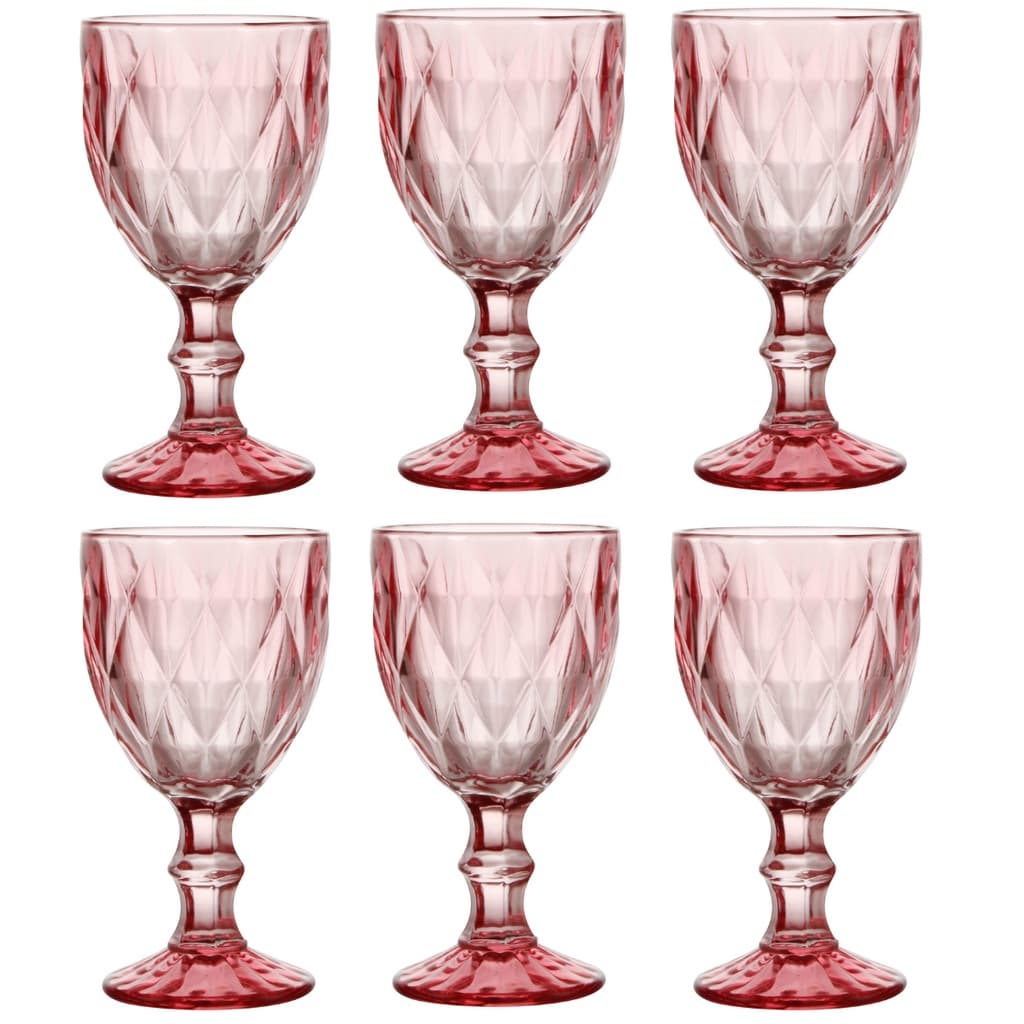 Jogo De 6 Taças Para Água Vinho 300ml Diamond Rosa Ke Home