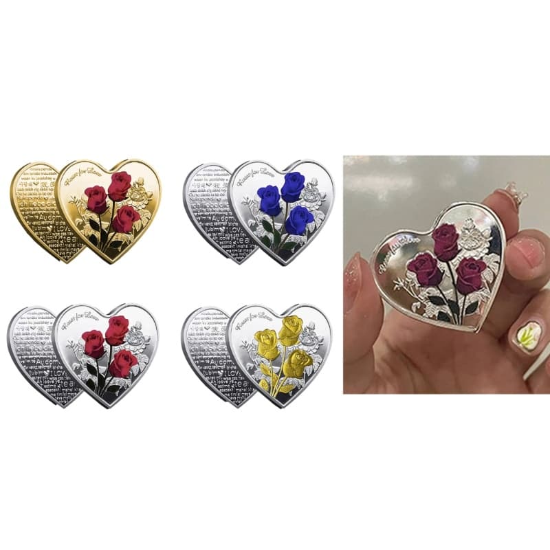 YU Moedas De Metal Elegantes Em Formato De Coração , Amor , Rosa , Moeda Para Lembranças De Casamento