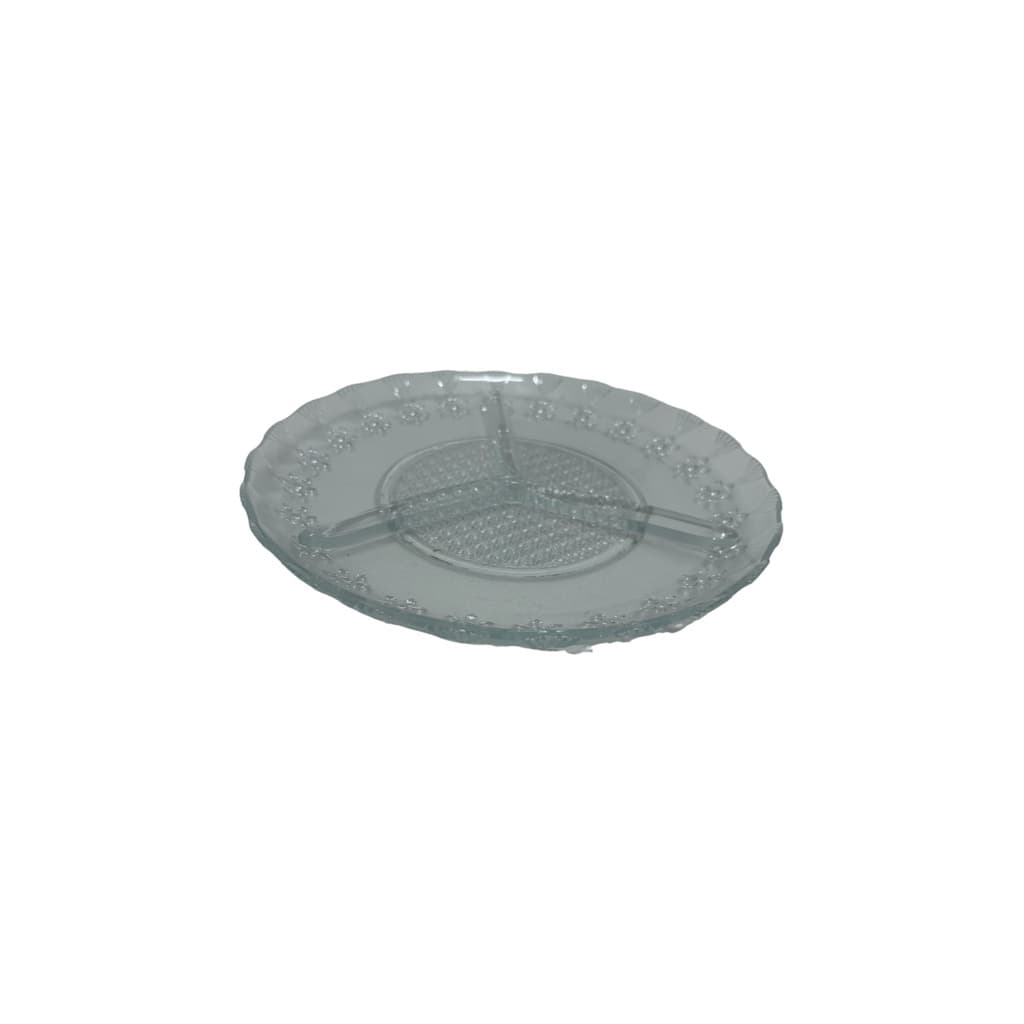 Prato Petisqueira De Vidro Cotton 3 Divisórias 20cm - Em Casa Tem