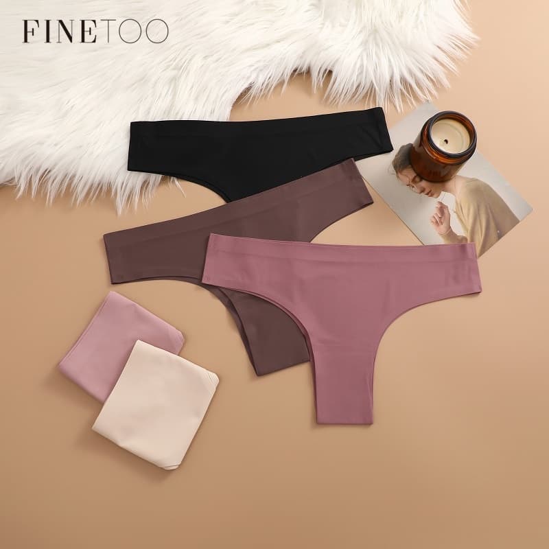 Finetooo Biquíni Sem Costura Para Mulher Roupa Íntima Confortável Fio-Dental