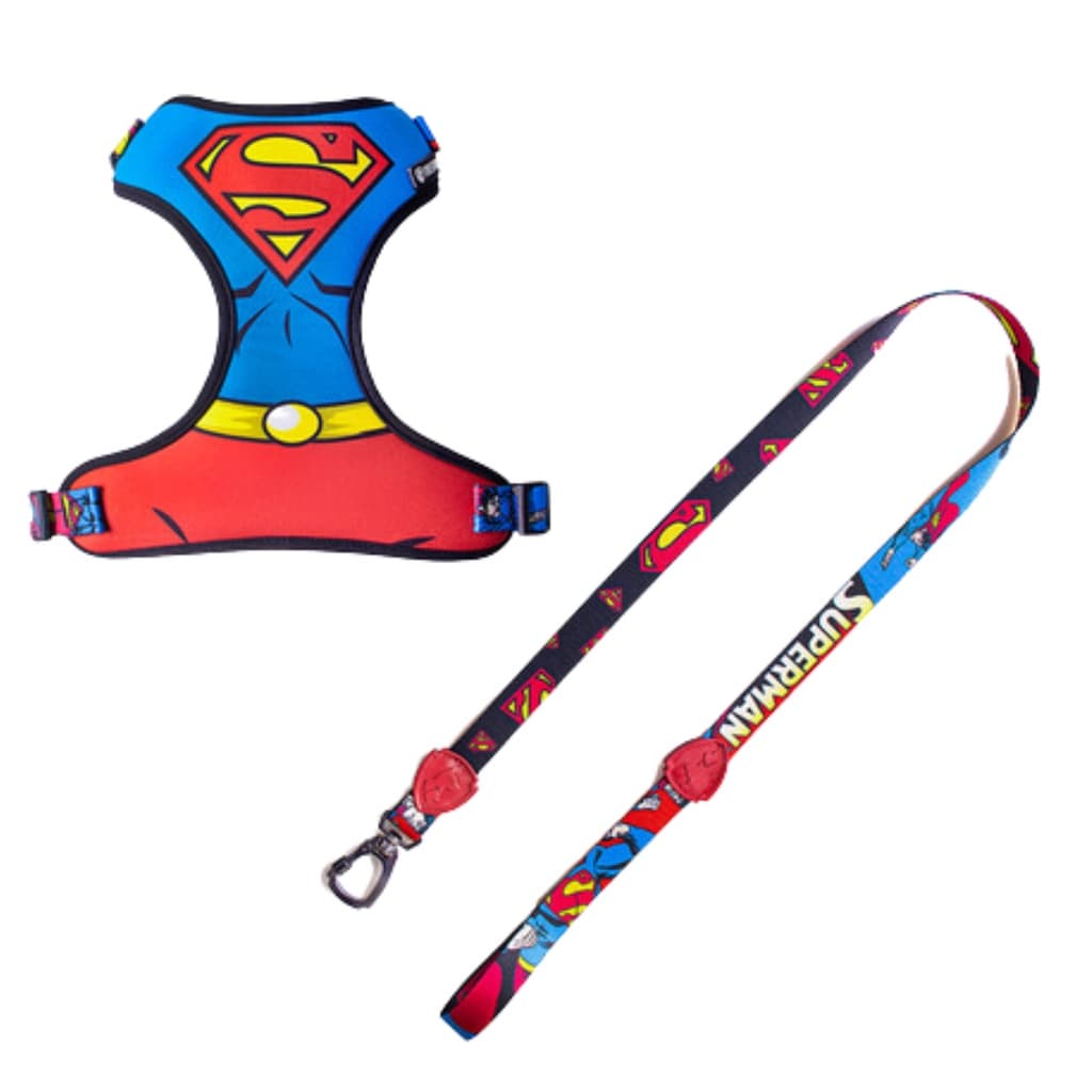 Guia Para Cães e Peitoral Para Cachorros Licenciado Freefaro Super Man