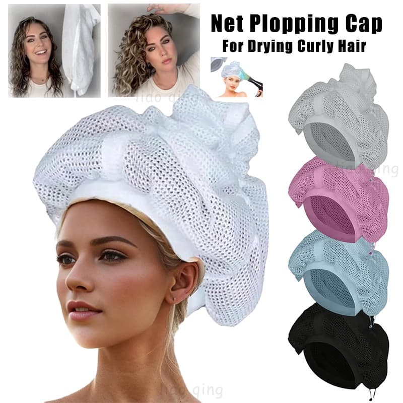 Tampa Para Secar Cabelos Encaracolados Soulta Net Plopping Cap , Com Drawstring Ajustável Grandes