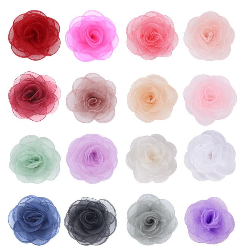Flor de Organza 4,5cm ou 7cm Para Vestido de Casamento Tecido nupcial Trim DIY