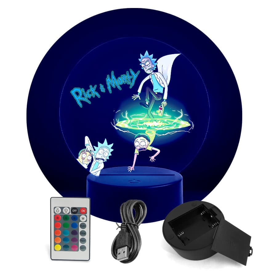 Luminária Colorida Rick e Morty - RGB + Controle