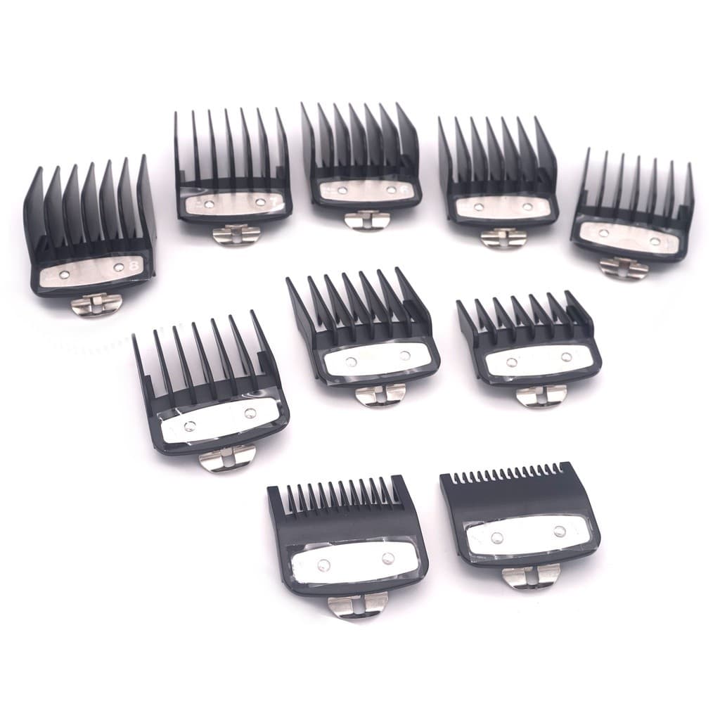 Kit 10 Pentes Degradê Profissional com Clip de Metal para Máquina Wahl | Encaixe Firme