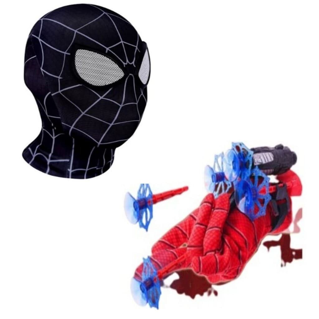 Máscara,luva lança-dardos e relógio infantil Homem-Aranha_D