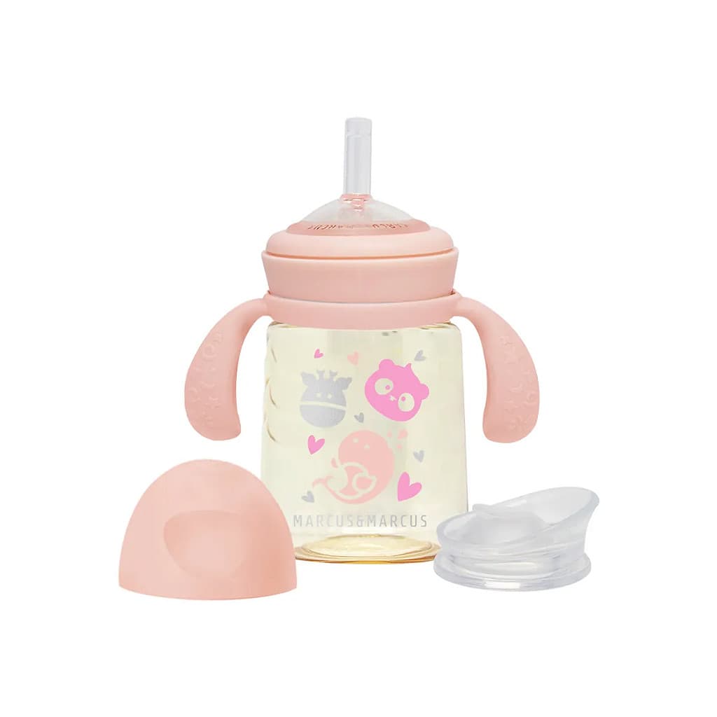 Copo de Treinamento e Transição com Bico de Silicone 180ml Rosa - Marcus & Marcus