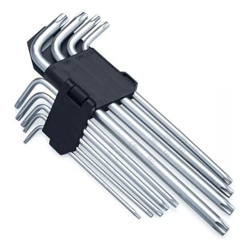 Jogo De Chaves Longa Torx Aço Tipo L Com 9 Peças Bicicleta Carro Moto Video Game Celular