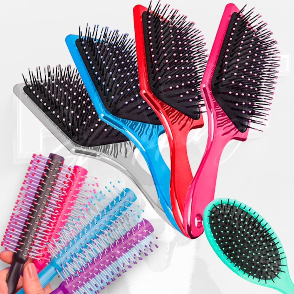 Escova Raquete Para Cabelo Multiuso Cabelos Crespos Lisos e Ondulados Escovas Ergonômica Cerdas Macias Anti-Frizz Keiko