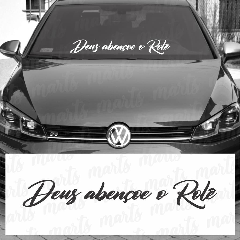 Adesivo Carro Frase "Deus Abençoe o Rolê" Para Brisa Automotivo