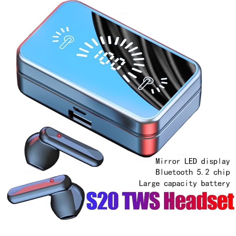Novo S20 Original Bluetooth 5.2 TWS Fones De Ouvido Estéreo Sem Fio Com Microfone Esportivo À Prova D'água Para Android