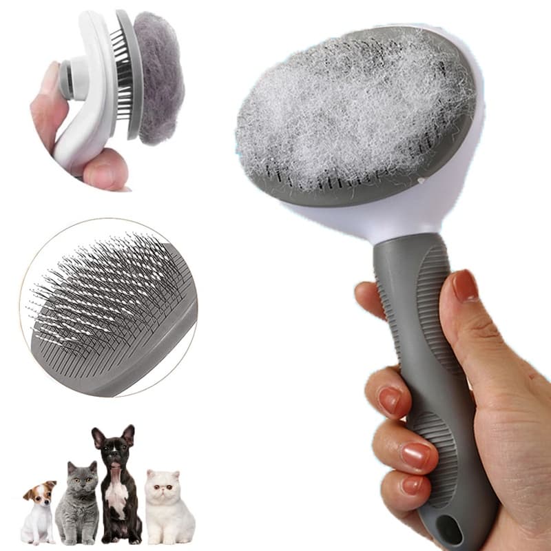 Rasqueadeira Pet Profissional Escova Tira Pelos Cachorro Gatos Botão Cerdas De Aço