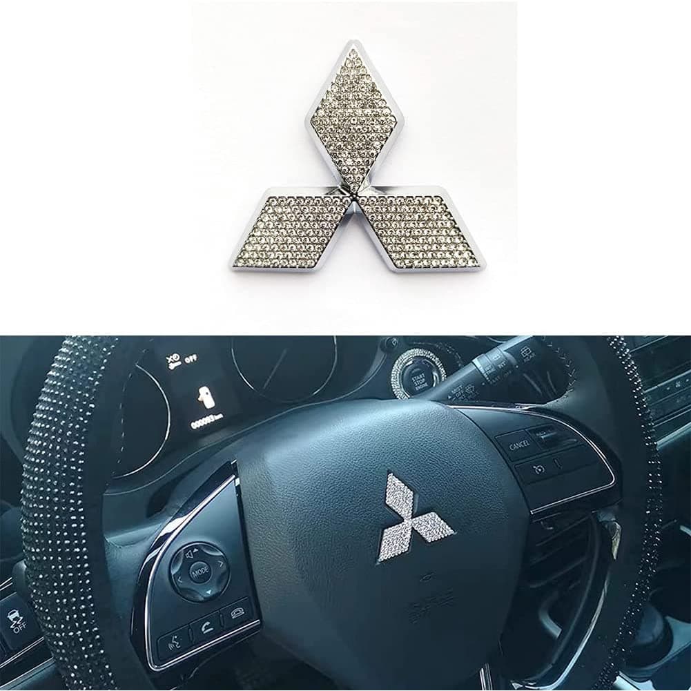 Volante Para Mitsubishi Compatível Com Emblema Brilhante Sobreposição De Diamante Decalque Bling