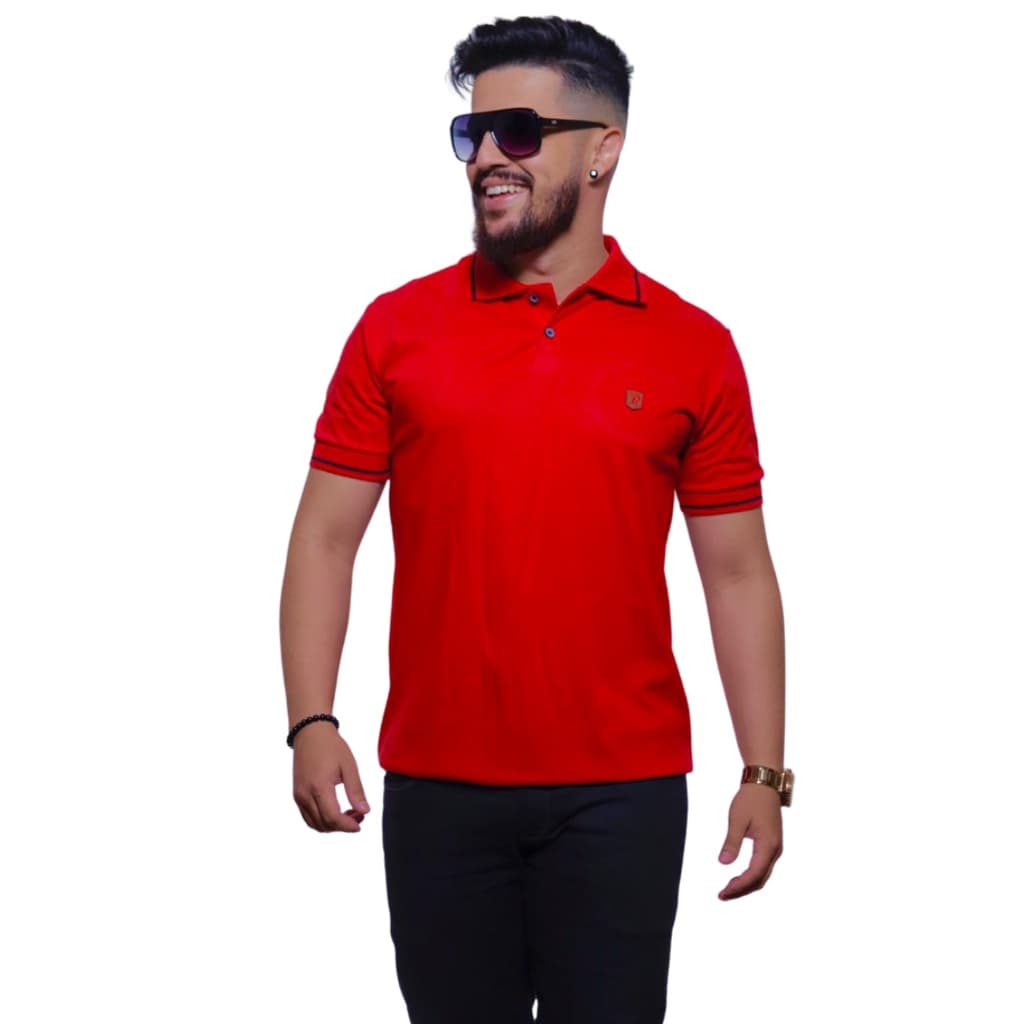 Camiseta Polo Masculina Básica 100% Algodão ( Cores Variadas )