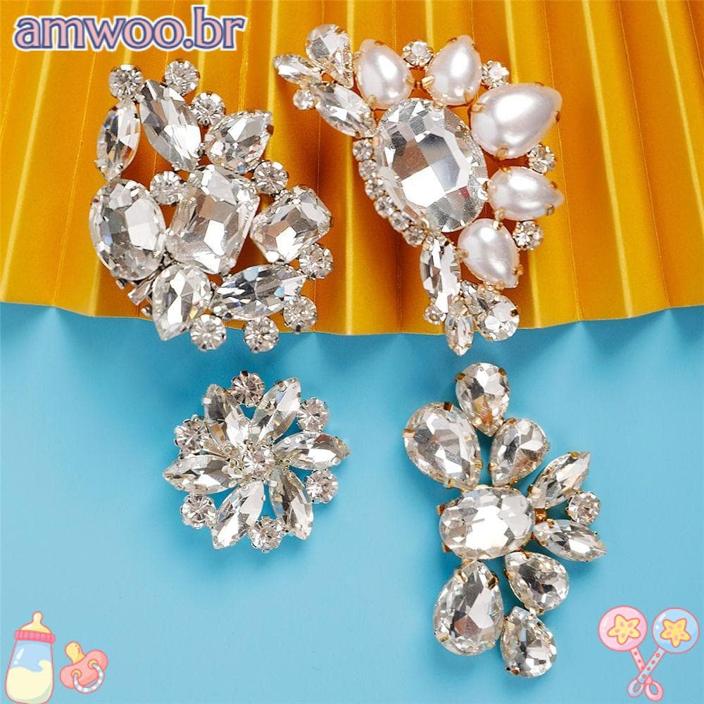 AMWOO 2pcs Sapato Clip Feminino Lady High Heel Rhinestones Sapatos De Cristal Decorações