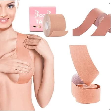 Fita Boob Up: Sutiã Adesivo Invisível Fit 3D à Prova d'Água e Resistente ao Suor - Kit de 5 Metros