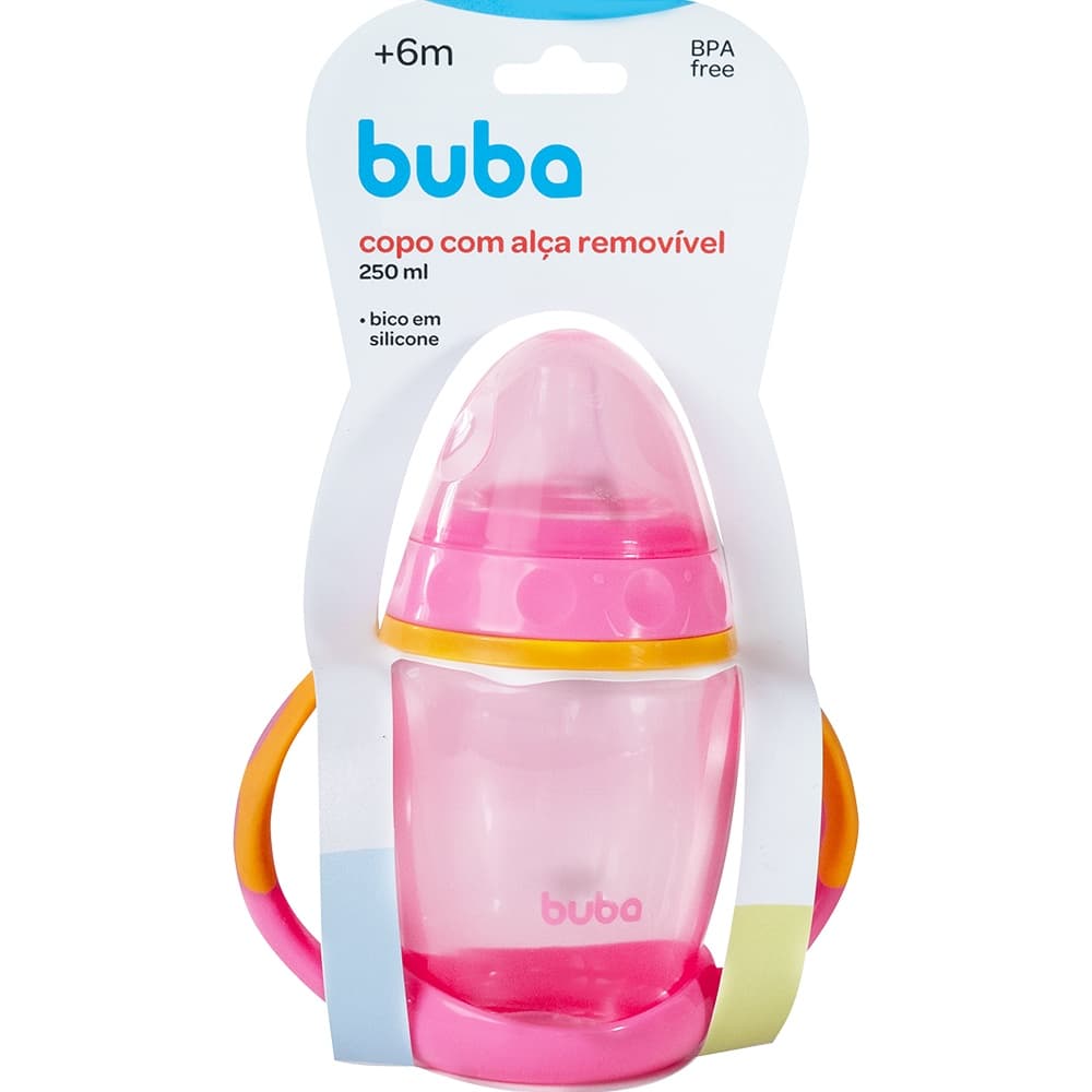 Copo De Treinamento Com Alça Removível Buba Infantil Copo Bebê Rosa