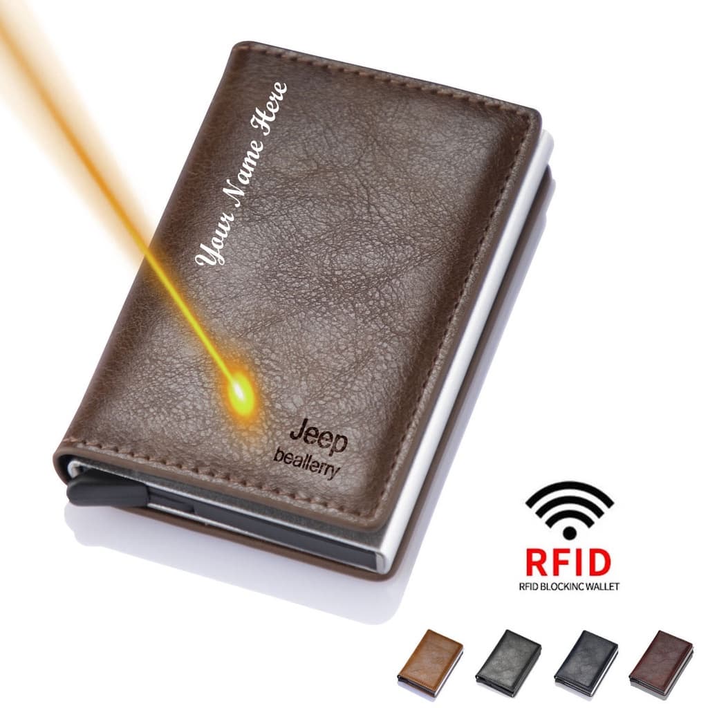 Carteiras de titular de cartão de crédito de ID de fibra de carbono masculino Rfid