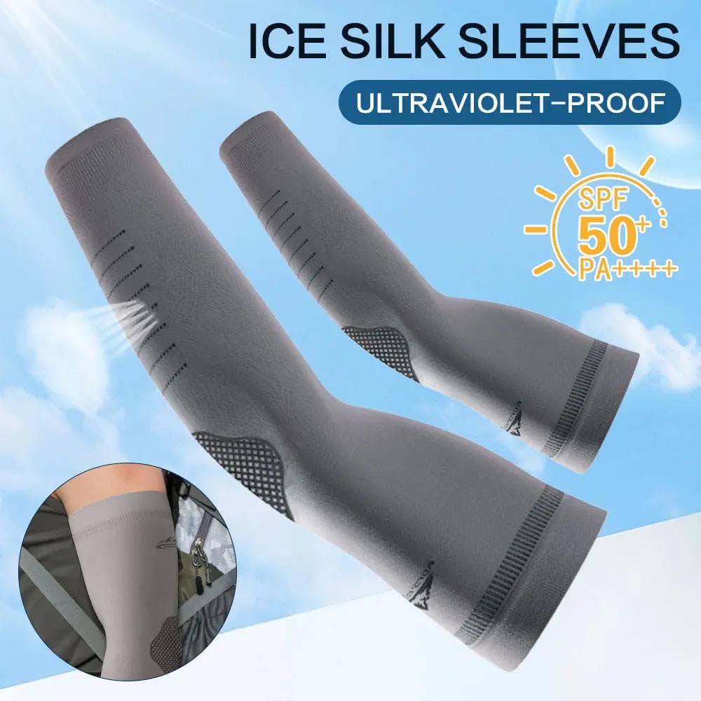 1 Par Capa de protetor solar de seda para protetor solar masculino de seda para esportes de bicicleta Proteção elástica do braço Quick Dry Sweat Absorption Cooling Sleeve Cover