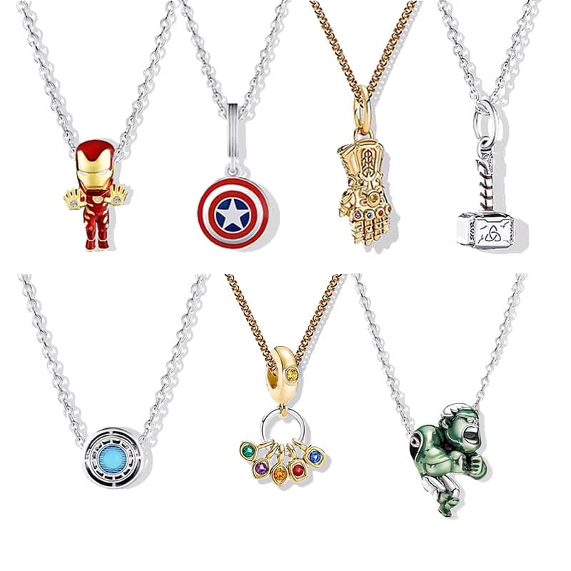 Novo pingente colar 925 prata colar vingadores homem de ferro trovão martelo colar
