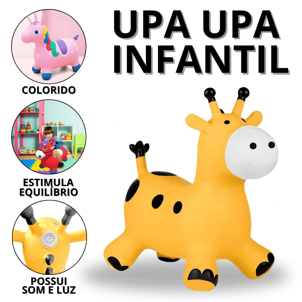 Cavalinho Upa Upa Musical Brinquedo Infantil Cavalo Unicórnio Burrinho Pula Pula Vaquinha Girafinha