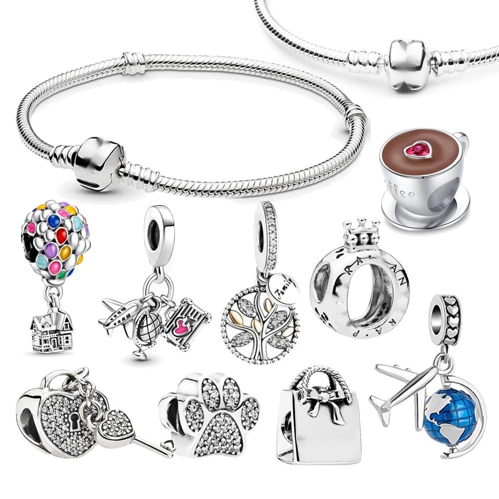 Berloque pulseira Joias de prata 925 pulseiras e pingente básicos feminina