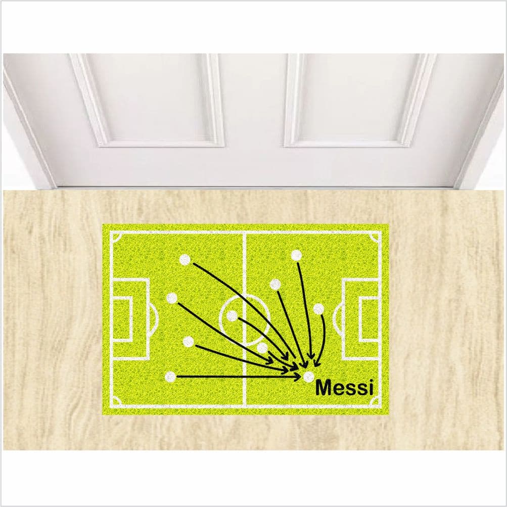 TAPETE CAPACHO DECORAÇÃO MESSI DA ARGENTINA FUTEBOL 60X40 CM.