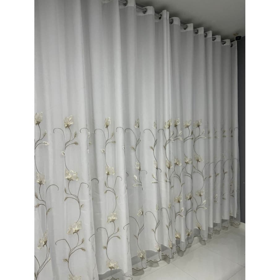 Cortina Bordada C/ Forro De Microfibra Sala/quarto 4,00x2,70