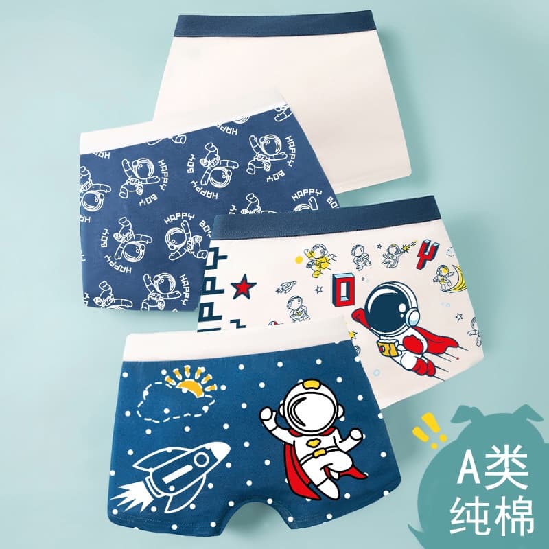 ((4 peças) Cueca boxer infantil para meninos, cueca boxer para estudantes, Shorts bebês, roupa íntima para meninos