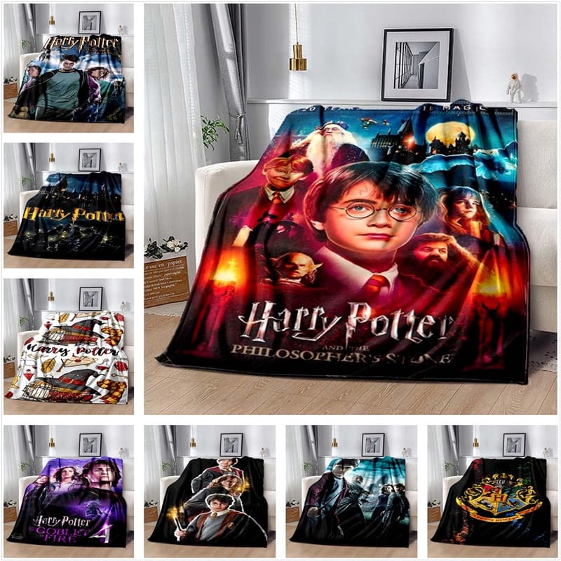 Horror Filme Harry Potter Logotipo Manta De Flanela Macia E Confortável Decoração Do Quarto De Dormir Sofá-Cama Presente De Aniversário Das Crianças-1