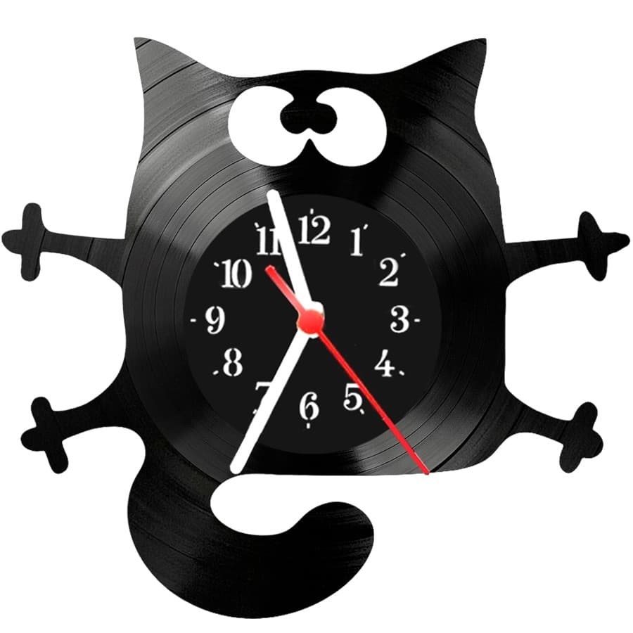 Relógio Parede Vinil LP ou MDF Gato Pet Presente Casa Decoração 1